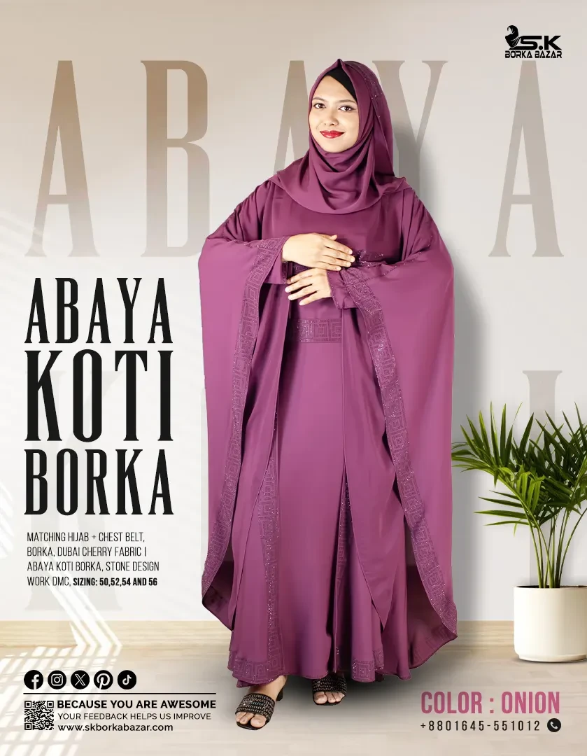 Abaya Koti Borka - Pink