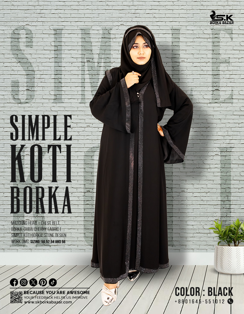 Simple Koti Borka - Black