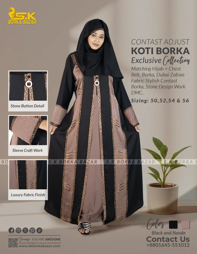 Contrast Adjust Koti Borka - Black