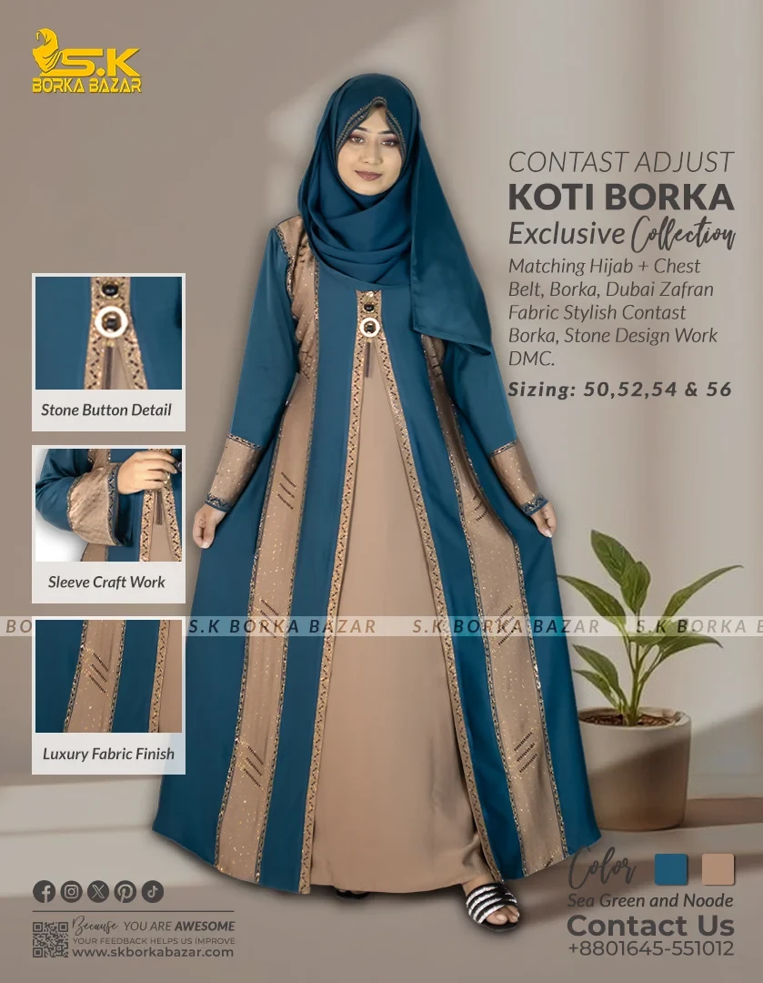 Contrast Adjust Koti Borka - Teal
